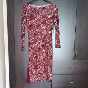 Tory Burch Dress In Floral Dark Red